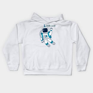 Hello world Astronaut Waving in space Kids Hoodie